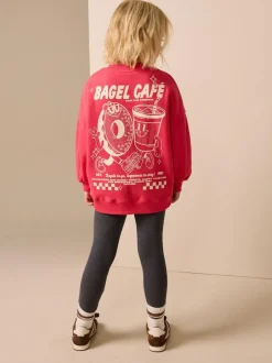 Next Sweatshirt and Leggings Set (3-16yrs) Red/Charcoal Bagel Outlet