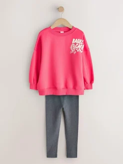 Next Sweatshirt and Leggings Set (3-16yrs) Red/Charcoal Bagel Outlet