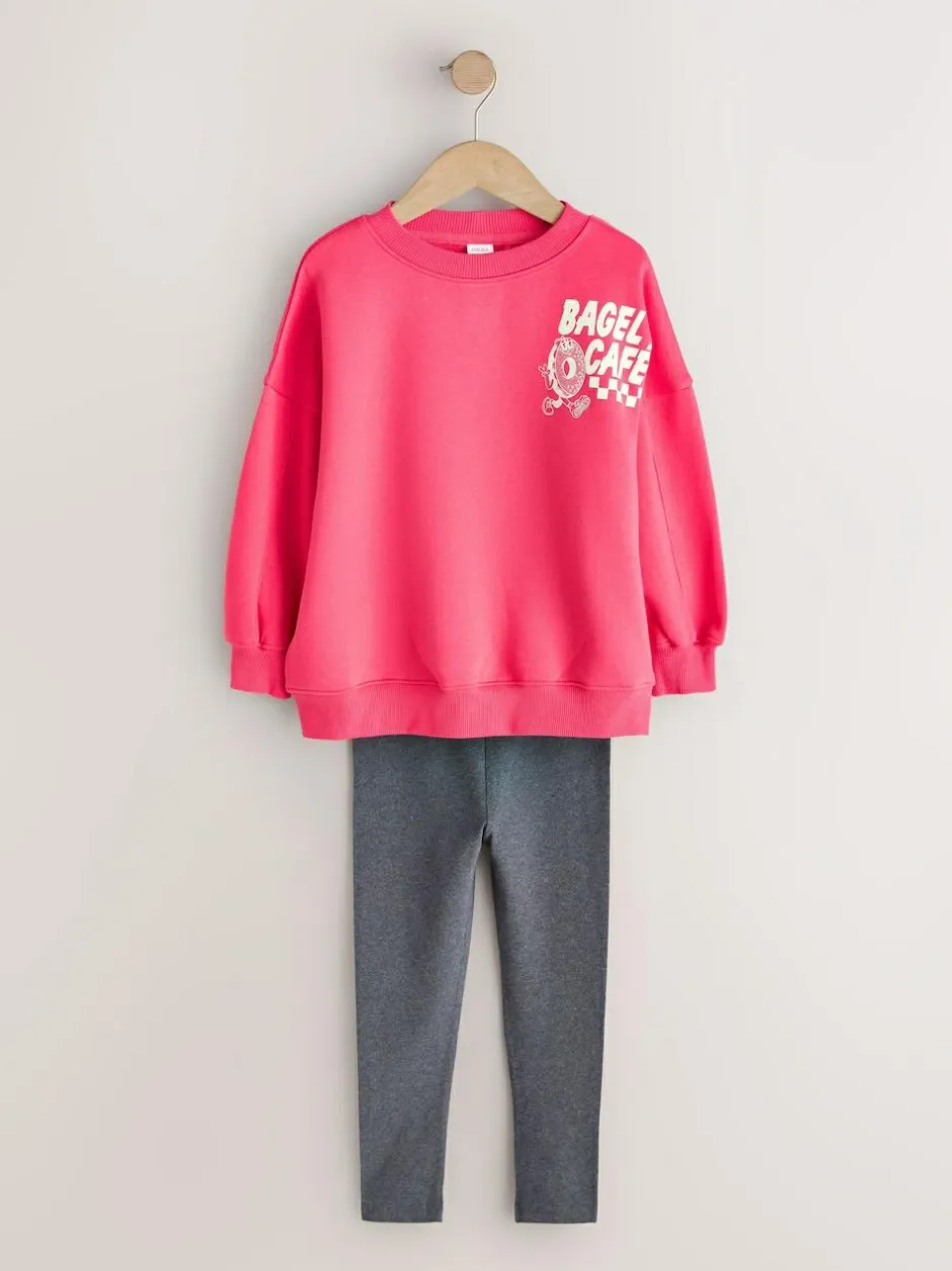 Next Sweatshirt and Leggings Set (3-16yrs) Red/Charcoal Bagel Outlet