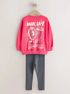 Next Sweatshirt and Leggings Set (3-16yrs) Red/Charcoal Bagel Outlet