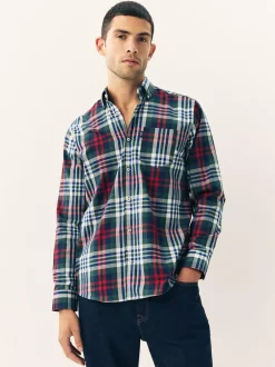 Next Regular Fit Easy Iron Button Down Oxford Shirt Red/Green Best