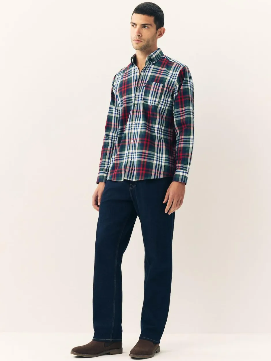 Next Regular Fit Easy Iron Button Down Oxford Shirt Red/Green Best