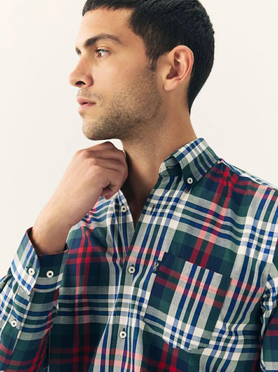 Next Regular Fit Easy Iron Button Down Oxford Shirt Red/Green Best