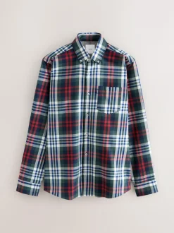 Next Regular Fit Easy Iron Button Down Oxford Shirt Red/Green Best