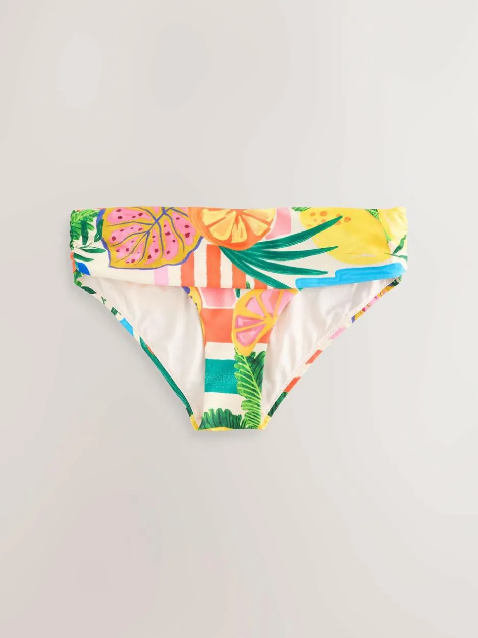 Next Roll Top Bikini Bottoms Red/Green Tropical