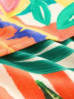 Next Roll Top Bikini Bottoms Red/Green Tropical