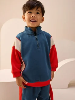 Next Half Zip Top and Joggers Set (3mths-7yrs) Red/Navy Online
