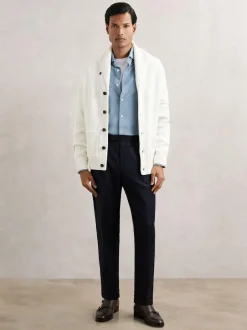 Reiss Velma Cotton Corduroy Cutaway-Collar Shirt Airforce Blue Best