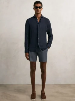 Reiss Wicket Cotton Chino Shorts with Stretch Airforce Blue Hot