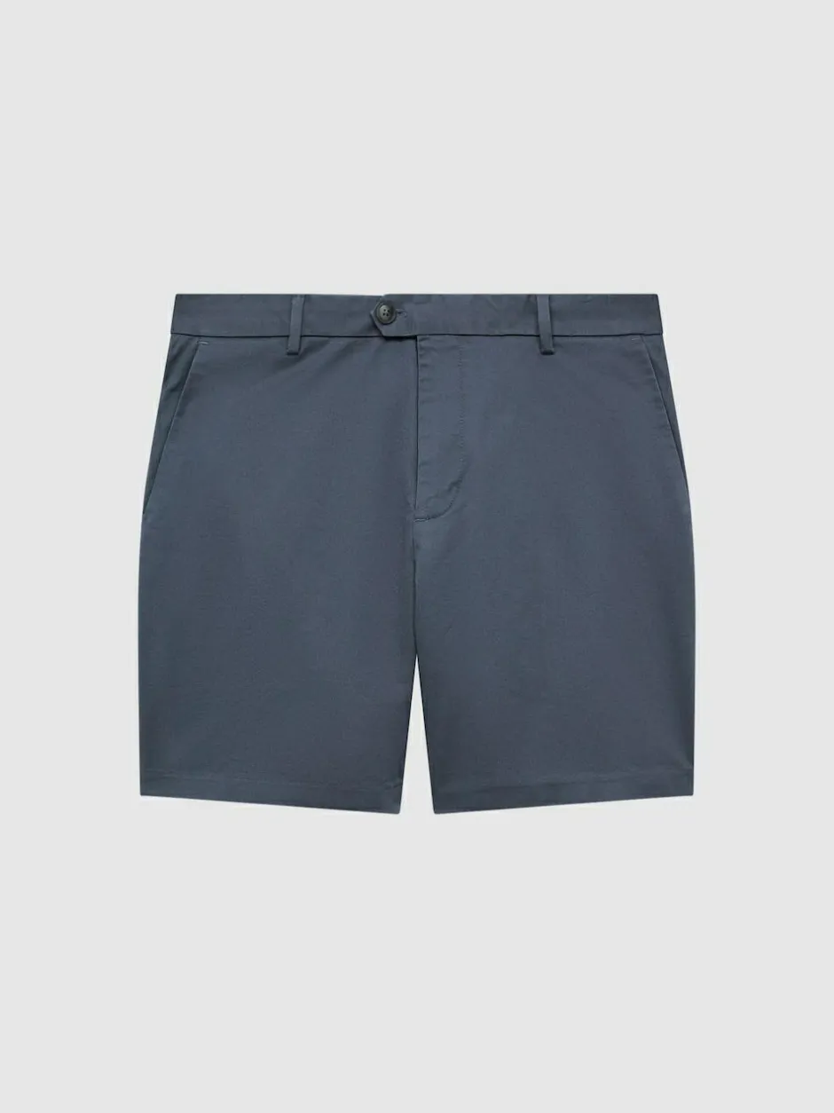 Reiss Wicket Cotton Chino Shorts with Stretch Airforce Blue Hot