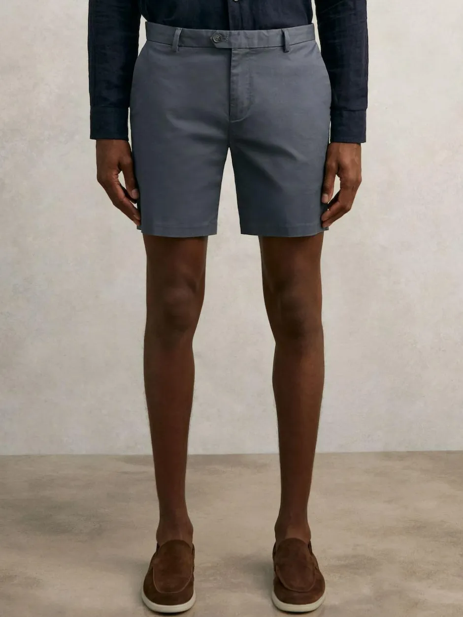 Reiss Wicket Cotton Chino Shorts with Stretch Airforce Blue Hot