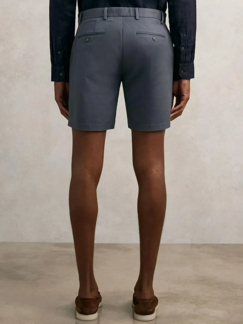 Reiss Wicket Cotton Chino Shorts with Stretch Airforce Blue Hot