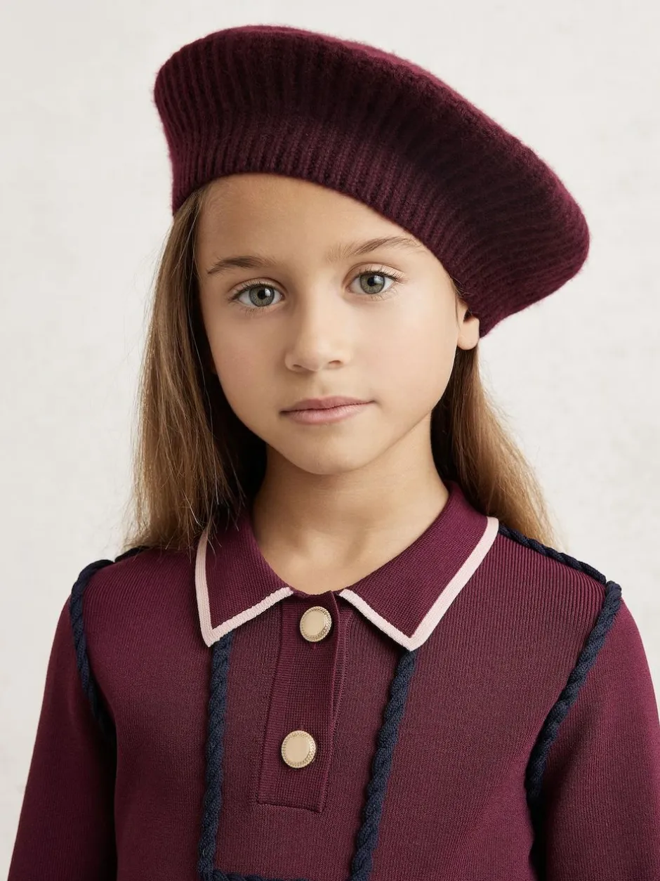 Reiss Berry Beatrice 13-14 yrs Wool Blend Rib Knit Beret With Cashmere Discount