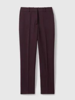 Reiss Gabi Petite Slim-Fit Suit Trousers Berry Hot