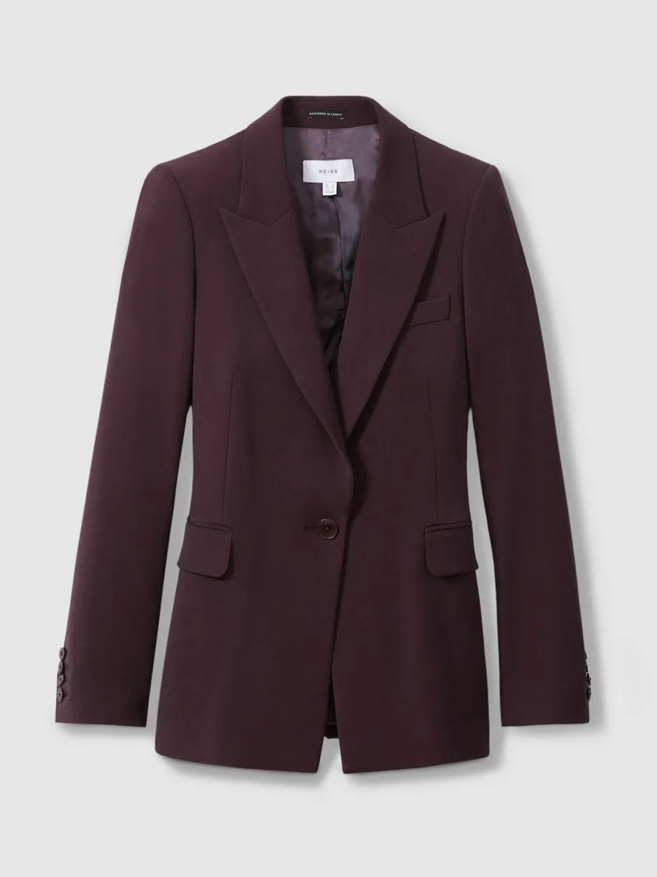Reiss Gabi Petite Tailored Single Breasted Suit Blazer Berry
