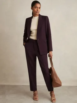 Reiss Gabi Petite Tailored Single Breasted Suit Blazer Berry