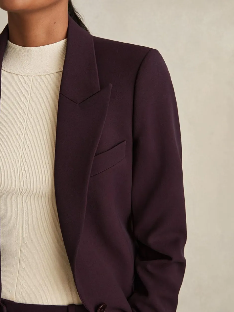 Reiss Gabi Petite Tailored Single Breasted Suit Blazer Berry