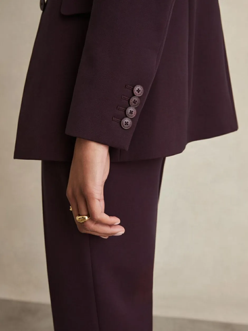 Reiss Gabi Petite Tailored Single Breasted Suit Blazer Berry