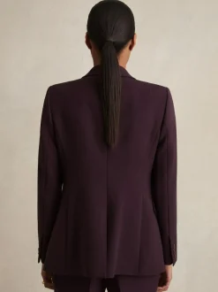 Reiss Gabi Petite Tailored Single Breasted Suit Blazer Berry