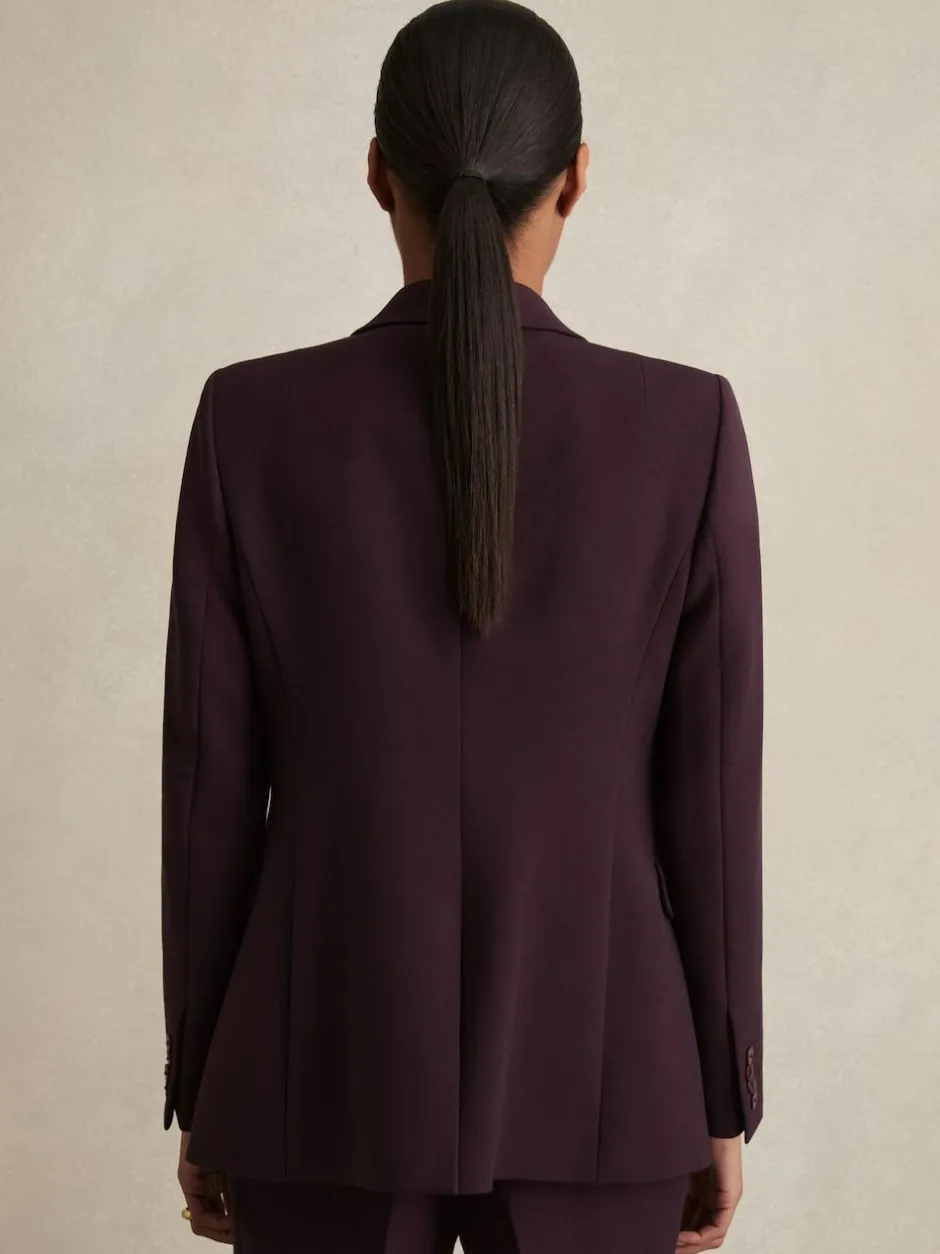 Reiss Gabi Petite Tailored Single Breasted Suit Blazer Berry