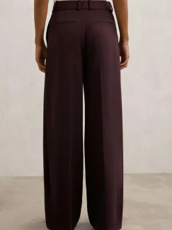 Reiss Gabi Wide-Leg Suit Trousers Berry Online