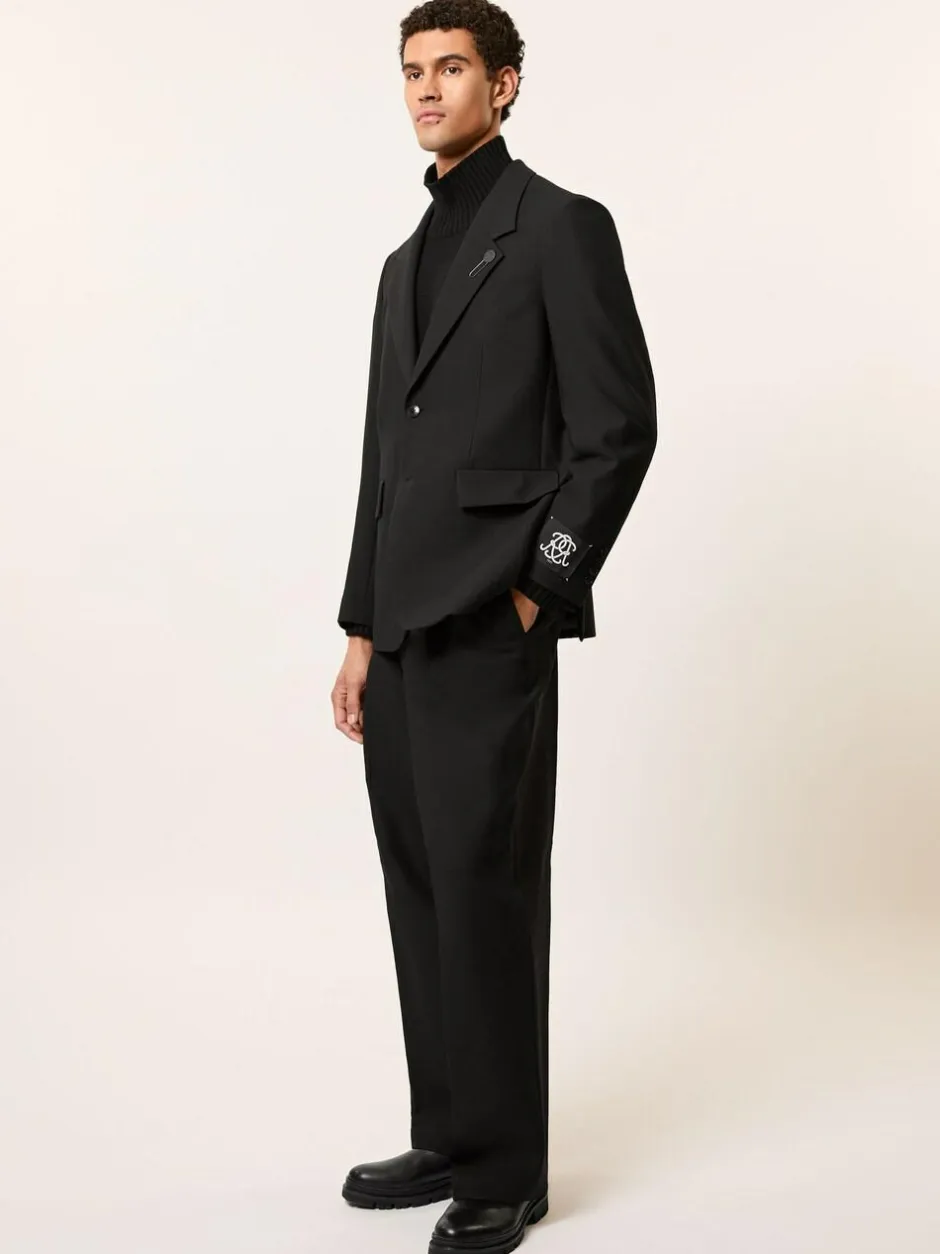 Reiss Black Arley Monogram Relaxed Single-Breasted Blazer Clearance