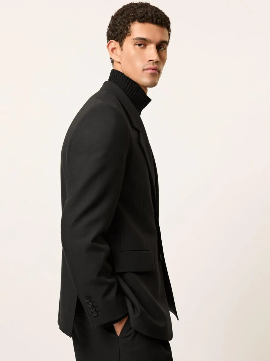 Reiss Black Arley Monogram Relaxed Single-Breasted Blazer Clearance