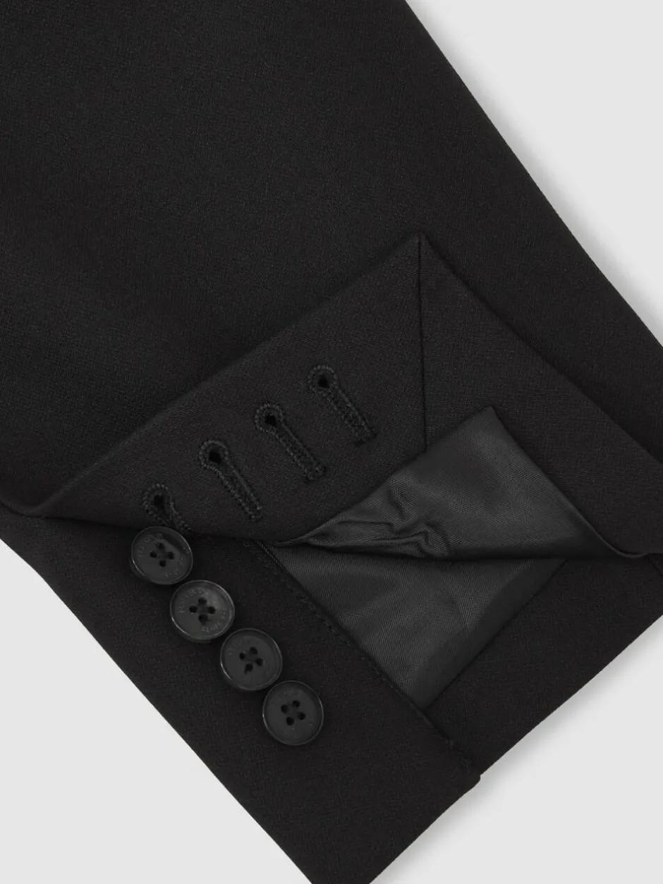 Reiss Black Arley Monogram Relaxed Single-Breasted Blazer Clearance