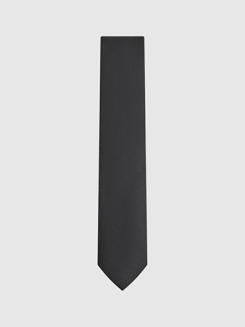 Reiss Ceremony Textured Silk Blend Tie Black Sale