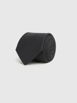 Reiss Ceremony Textured Silk Blend Tie Black Sale