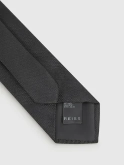 Reiss Ceremony Textured Silk Blend Tie Black Sale