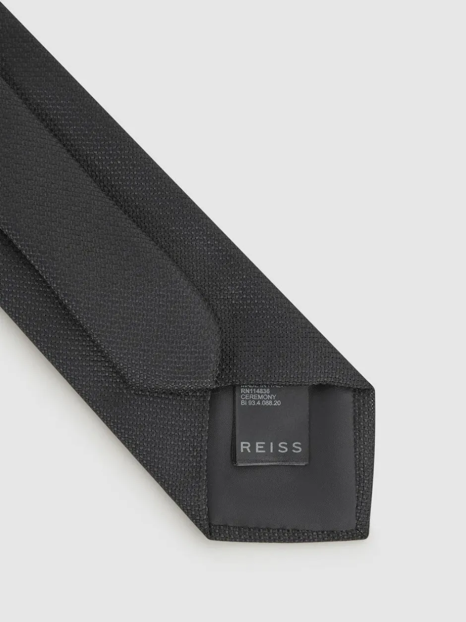 Reiss Ceremony Textured Silk Blend Tie Black Sale