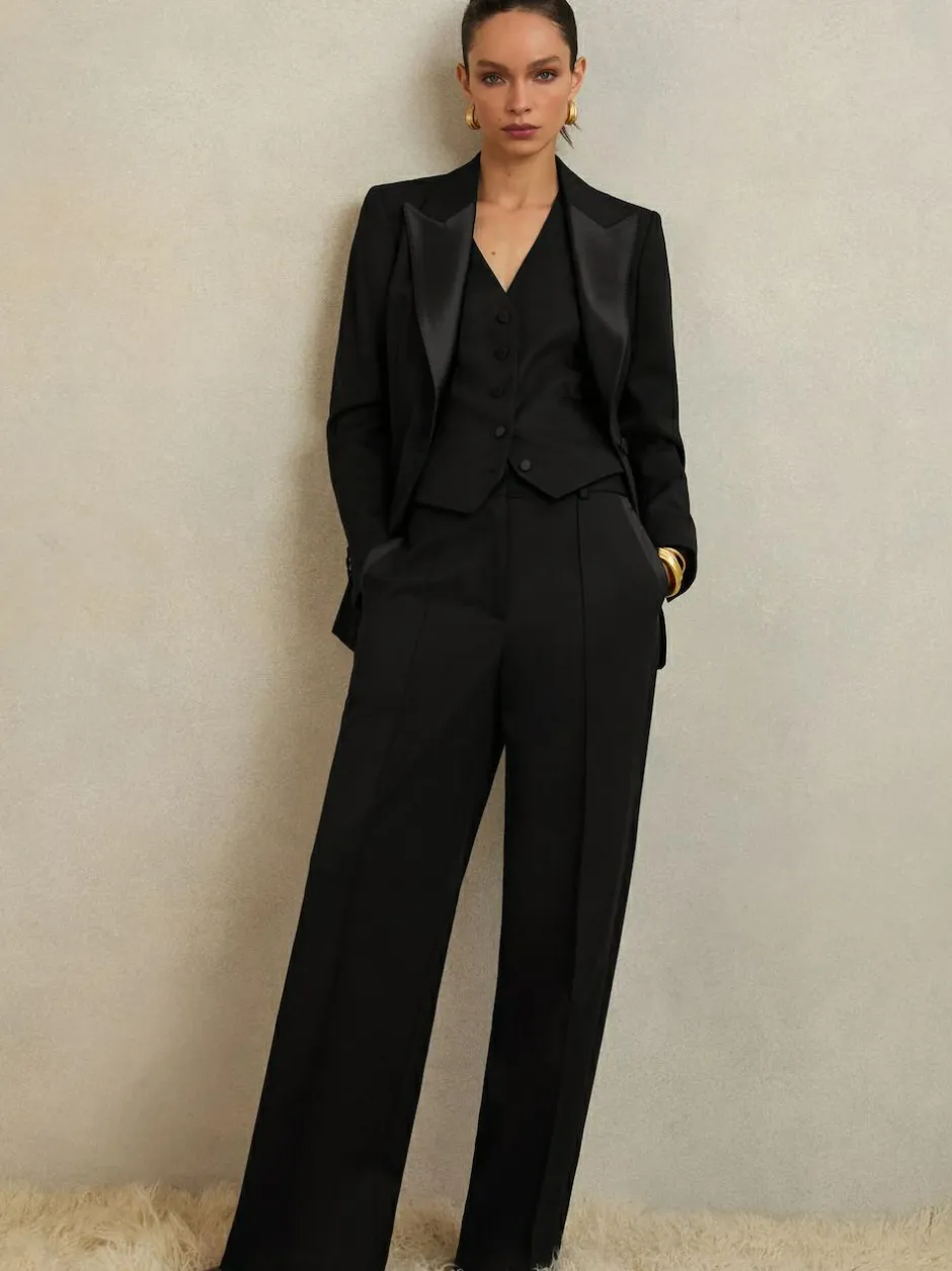 Reiss Black Della Atelier Single-Breasted Tuxedo Blazer New