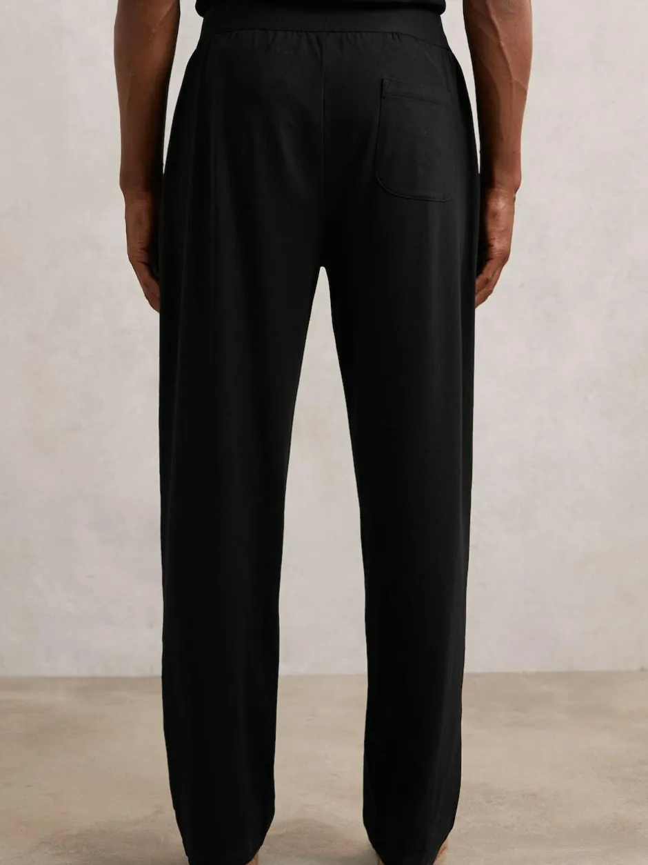 Reiss Hugo Cotton Jersey Logo-Waistband Joggers with Stretch Black Clearance