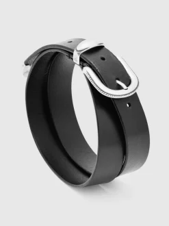 Reiss Jonny Leather Western Belt Black Outlet
