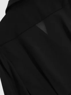 Reiss Black Perla Sheer-Sleeve Tuxedo Jumpsuit New