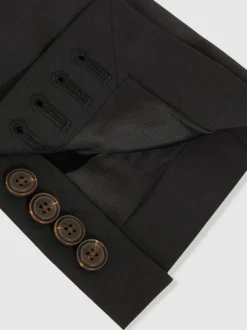 Reiss Promise Wool-Blend Single-Breasted Suit Blazer Tailored-Fit Black Hot