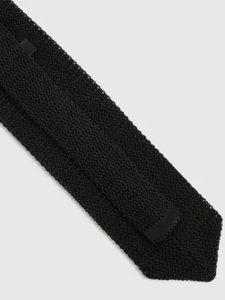 Reiss Punto Silk Knitted Tie Black Hot