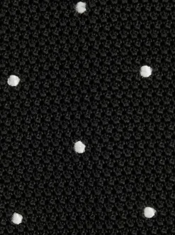 Reiss Black Punto Spot Silk Knitted Pin-Dot Tie Clearance