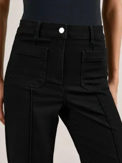 Reiss Black Sakura Patch-Pocket Flared Jeans Hot