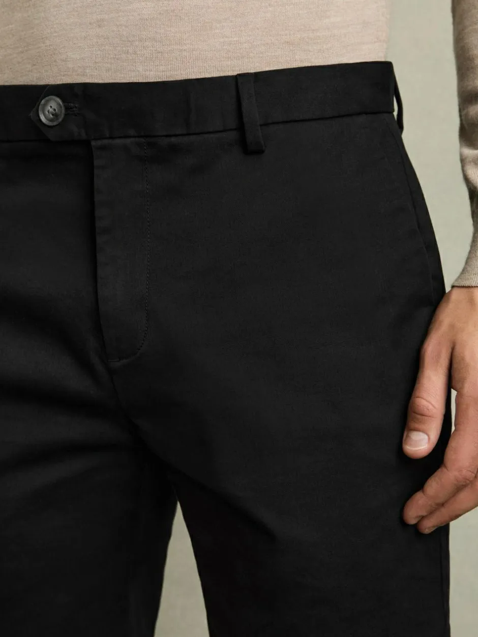 Reiss Wicket Cotton Chino Shorts with Stretch Black Clearance