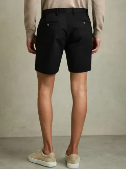 Reiss Wicket Cotton Chino Shorts with Stretch Black Clearance