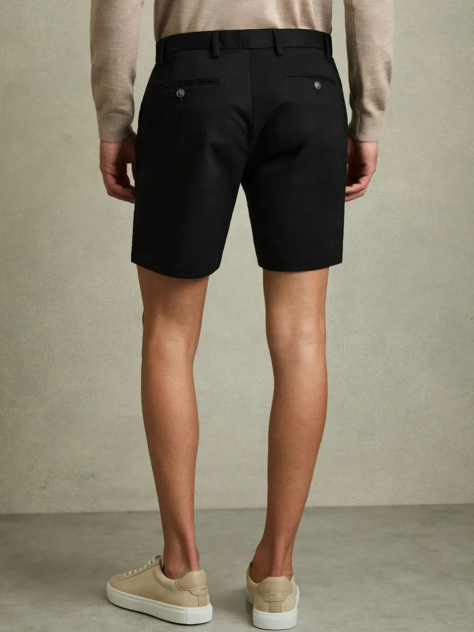 Reiss Wicket Cotton Chino Shorts with Stretch Black Clearance