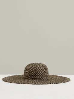 Reiss Black/Natural Sonia Straw Basket-Weave Sun Hat Sale