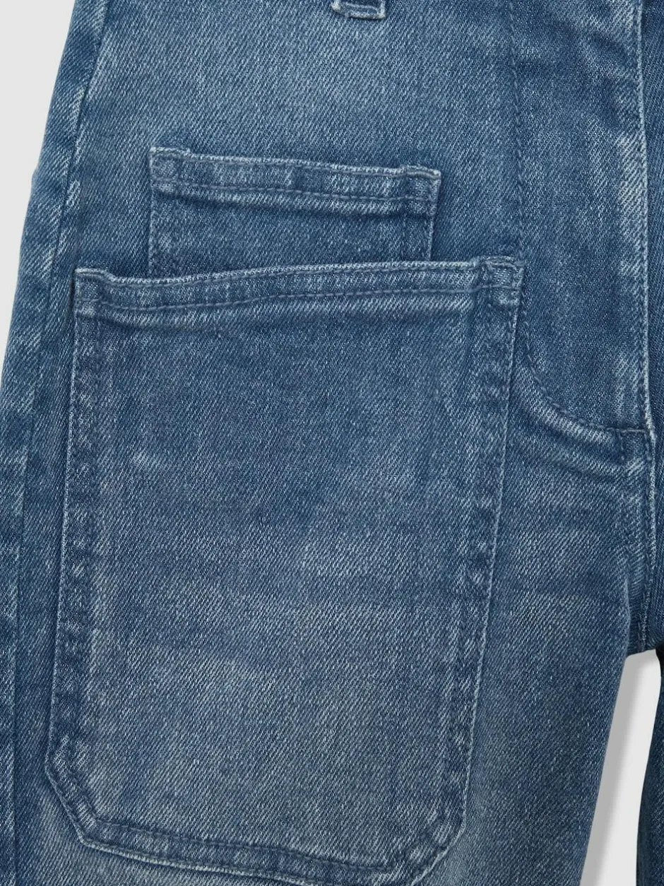 Reiss Blue Brady 9-13 yrs Barrel-Leg Patch-Pocket Jeans Clearance