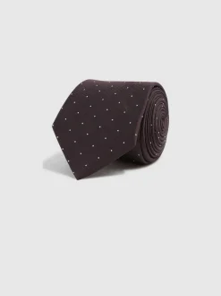 Reiss Burgundy Liam Polka Dot Silk Tie Sale