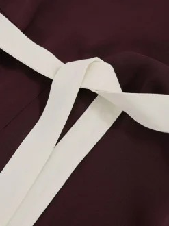 Reiss Salma Colourblock Wide Leg Belted Jumpsuit Burgundy/Cream New