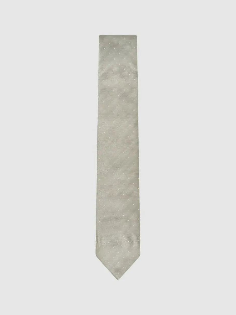 Reiss Champagne Liam Polka Dot Silk Tie Outlet