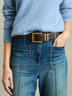 Reiss Brompton Leather Belt Chocolate Hot