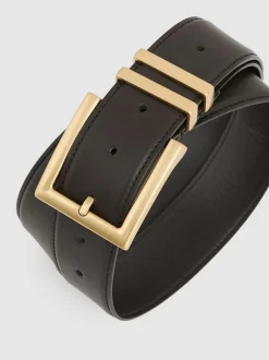 Reiss Brompton Leather Belt Chocolate Hot
